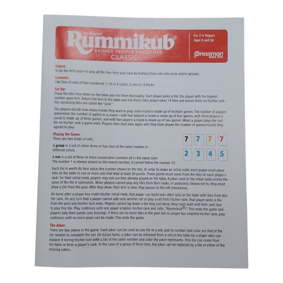 Pressman Rummikub Bonus Edition Board Game – Tile Rummy Family Game 2-4 Players - Picture 7 of 14